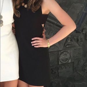 Black Sleeveless Shift Dress with cutouts